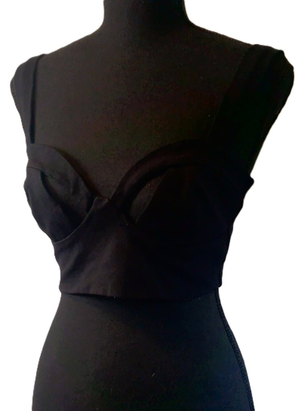 Solemio Los Angeles Black Bustier Crop Top - Wide Straps, Sweetheart Neck